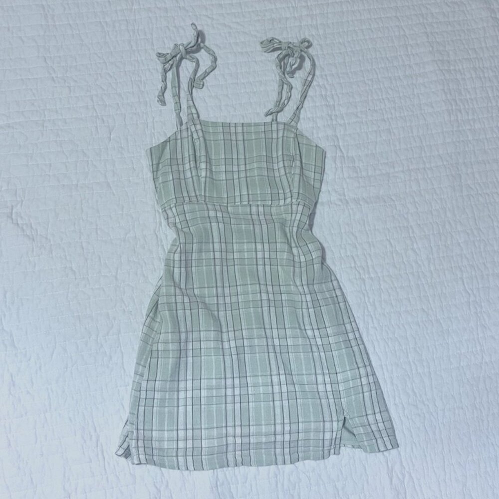 Hollister Co. Women's Pastel Green Checkered Dress